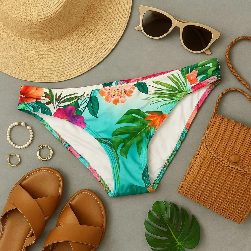 La Blanca Women Side Shirred Hipster‎ Bottom Bright Aqua Tropicalia 16 MWT Beach